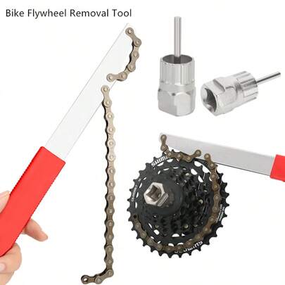 Bike Flywheel Removal Tool Kit With 12-Teeth Cassette Wrench, MTB Cassette Sprocket Removal Wrench, Portable Bicycle Repair Tools For /SRAM, Mountain Bike & Road Bike Freewheel Lockring Remover