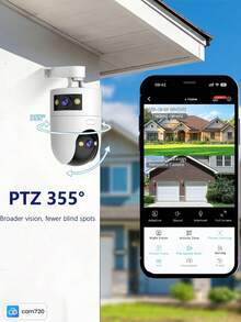 Cámara de con doble lente y doble luz de 1440P 5G WiFi, iluminación de brillo mejorado, uso en interiores/exteriores, WiFi de 5GHz, detección de movimiento de doble pantalla, visión nocturna a todo color, audio bidireccional, clasificación IP66 para exteriores, alarma automática, control remoto por aplicación, compatible con tarjeta SD y almacenamiento en la nube, cámara para bebés y de calles - En blanco y negro - Ver 8