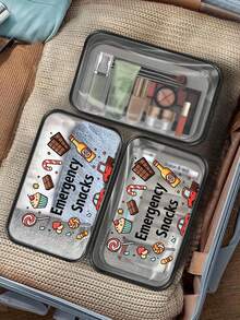 Notfall-Snack' Buchstaben-Muster PVC Make-up Tasche, reißverschluss-versiegelte PVC Reise-Organizer Tasche, leicht, ausbleichfest Kosmetik- & Kulturbeutel geeignet für Frauen & Mädchen, TSA-zugelassene tragbare Make-up Tasche, leicht zu reinigendes Design, tolles Geschenk für Mütter, Lehrer, Freunde, Krankenschwestern, Reise-Kulturtasche, wasserdichter Wäschebeutel - Verschiedenfarbig - Übersicht 7