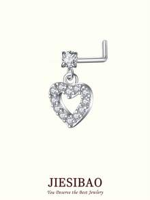 JIESIBAO 20G Dangle Nose Rings L Shaped Nose Stud Stainless Steel Butterfly Flower Heart Moon Dangle Nose Stud Ring Body Piercing Jewelry For Women Men For Daily Holiday Beach Vacation Gift Glamorous Music Festival Seaside Halloween Christmas Mother's Day Valentine's Day Coachella Summer Vacation - Multicolor - View 14