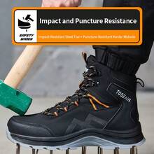 Safety Shoes For Men, Featuring Protection Against Blows And Punctures, Steel Plates, Lightweight Design, Anti-Static Properties, Insulation, Breathability, And Safety For Summer Use. - Black - View 2