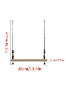 1pc Parrot Swing Toy, Suitable For Cage, Yard, Outdoor, Perch Swing For Parrots And Chickens, Great For Climbing, Playing And Training, Sturdy Farmhouse Design With Colorful Beads, Bird Toy Accessory For Small, Medium And Large Parrots And Chickens (Bead Color Random) - View 3