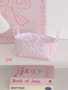 1 pièce Panier de rangement matelassé à motif cœur Ins, organisateur de bureau, conception de poignée portable, organisateur de rouge à lèvres, pinceaux de maquillage et produits de soins de la peau, décoration de bureau, organisateur de cosmétiques, panier de pique-nique portable, cadeau de la Saint-Valentin, cadeau de rentrée scolaire - Multicolore - Voir 8