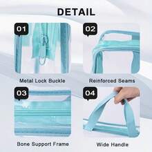 [Toy Storage Bag] Reusable Transparent PVC Chess Game Storage Bag With Zipper - Durable Travel Storage Bag, Suitable For Storing Building Blocks, Puzzles, Textbooks, Etc. - Green - View 6