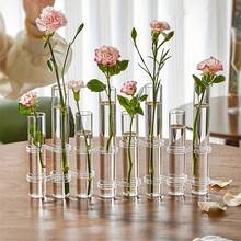 6pcs Transparent Household Test Tube Vases, Hydroponic Flower Pots, For Home Decor Vases, Holiday Gift, Stylish Glass Decorative Items, Fresh Flowers, Hydroponic Plant Containers, Decorative Vase Set For Home Arrangements - A - View 8