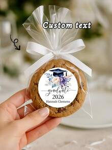 Personalized Floral Graduation Round Decorative Stickers, Customized Name & Year Bachelor Cap Waterproof Stickers, Fashionable Graduation Party Gifts, Applicable For Gift Box, Mug, Notebook - Multicolor - View 7