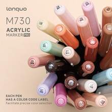 Bộ bút dạ acrylic 27 màu của Langguo, với đầu bút mềm 1-5mm, mực dung tích lớn được nâng cấp, khô nhanh, chống thấm nước, độ che phủ cao cho tông màu da và màu sáng, thích hợp để vẽ, tô màu, phác thảo trên nhiều bề mặt, dụng cụ mỹ thuật chất lượng cho mùa tựu trường dành cho các nghệ sĩ. - Bộ - Xem 6