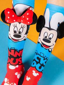 Disney 一双迪士尼3D卡通人物过膝袜，时尚儿童派对长袜，高品质礼物。适合返校季，趣味十足，深受小粉丝喜爱。儿童和成人均可穿着，透气吸汗，休闲百搭，时尚卡通图案中筒袜，适合学生、成人，可作为礼物和日常穿着。 - 彩色 - 查看 3