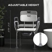 Height Adjustable Shower Stool With Arms And Back, Non-Slip Bedside Commode With Detachable Bucket For Elderly, White - T0001-01-1215 - View 8