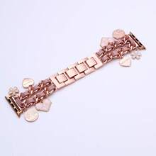 1 chiếc vòng tay nữ thanh lịch, quyến rũ bằng kim loại, dây đôi có thể điều chỉnh, phù hợp với đồng hồ Ultra2 1 SE S9 8 7 6 5 4 3 2 có kích thước 138mm 40mm 41mm 42mm 44mm 45mm 49mm (Không bao gồm đồng hồ) - Hoa hồng vàng - Xem 4
