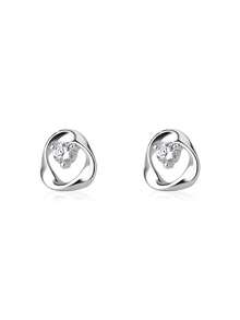 Bông tai bạc 925 đính đá Cubic Zirconia hồng hình hoa, bông tai vòng mạ vàng đính đá Cubic Zirconia hình bầu dục, trang sức lãng mạn ít gây dị ứng dành cho phụ nữ, kèm hộp quà. - Bạch kim - Xem 3