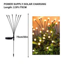 1个/2个 6LED/8LED/10LED 太阳能萤火虫地插灯，户外路径灯，太阳能供电，防水花园灯，适用于庭院、露台、走道、露营、节日、婚礼、派对装饰 - 彩色 - 查看 6