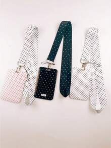 1pc Polka Dot Pattern Fashionable Personalized Retractable Card Holder, Whale Shark Print Keychain Pendant Bag Charm, Student ID Bus Card Protective Sleeve, Suitable For Office Workers And Students Daily Use - Rectangle - View 5