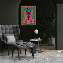 Lienzo grande sin marco 2D plano, con un diseño abstracto de tigre colorido, que mide 31.49X62.99/80X160Cm. Este mural moderno sirve como pieza decorativa para interiores del hogar, adecuado para salas de estar, dormitorios, pasillos. - Enmarcado - Ver 2