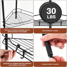 Organizador de Baño Esquinero para Regadera sin Taladro Estante de Ducha con 4 Repisas Removibles y Ajustables Fácil Instalación Revestimiento Antióxido Ideal para Esquina de Bañera y Azulejo A 7592745393698 - A - Ver 6