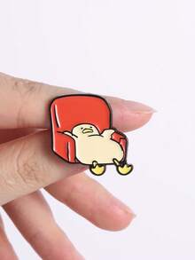 1pc Creative Funny Slouchy Big White Duck Enamel Brooch, Cartoon Cute Slouchy Expression Sofa Lying Pose, Fashion Accessory, Unisex Design, Gift For Friends - Multicolor - View 8
