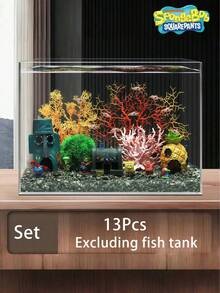 SpongeBob SquarePants SquarePants 9/13/1 Set Pineapple House Aquarium Landscape Full Set, Figurine, Hidden House, Sponge Decor, Aquarium Decor - one-size - View 6