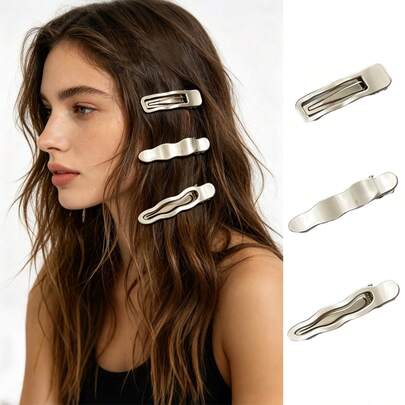 2 chiếc kẹp tóc bạc ánh kim phong cách Bohemian, kẹp tóc mái và tóc bên mới năm 2025, phụ kiện kẹp tóc cá sấu thanh lịch.