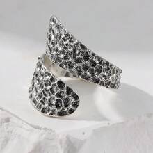 Cincin Terbuka Klasik Berbentuk S Minimalis, Desain Tekstur Buatan Tangan yang Dapat Diatur, Aksesori Serbaguna Unisex untuk Pemakaian Sehari-hari & Acara Khusus - Perak - View 6