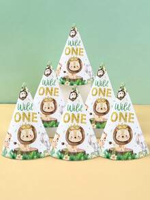 6pcs Jungle Animal Theme Party Hats, Wild Theme Party Decorations, 1st Birthday Party Paper Hats, Birthday Party Supplies, Baby Shower Party Supplies, Boy Birthday, Birthday Photo Props, Baby Shower Decorations, Gender Reveal Party Decorations, Home Birthday Decorations, Room Decorations, Jungle Animal Party Accessories, Birthday Gifts, Party Favors - Jungle Animals - View 8