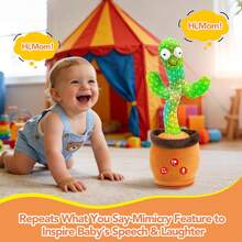 Baby Toys Dancing Talking Cactus Toy With Adjustable Volume, Boys Girls Gifts Interactive Singing Mimicking Repeating Cactus, For Toddlers 0-18 Months Christmas Birthday Easter Basket Stuffers - Volume Adjustable Cactus+Gift Box - View 3