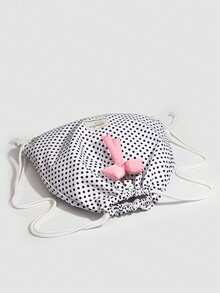 Mochila con cordón y bolsillo con lazo de moda, bolsa de viaje plegable de gran capacidad para mujeres y estudiantes universitarios - Blanco - Ver 2