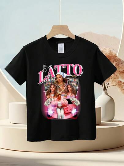Unisex 100% Cotton T-Shirt Printed With Big Latto Pinky Girl Logo, Perfect For Casual Street Style, Soft And Suitable For All Seasons, Affordable Daily Outfit, Ideal Gift For Fans And Friends, 180G, Clothes, Women Clothes, Women's Tops, Tops For Women, Tops, Plus Size Tops, Festival Outfits, Long Sleeve Top, Winter Clothes, Winter Outfit For Women, All Season Wear, Casual Streetwear, Pullover Top, Hoodie Sweatshirt