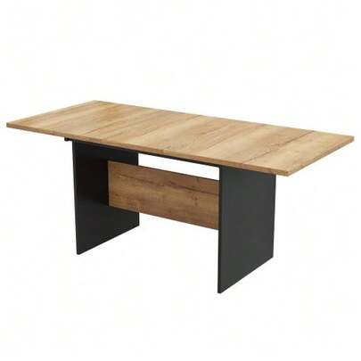 Extendable Dining Table 140/180 X 80 Cm, Suitable For 4-6 People, Rectangular Dining Table With Wood Grain, Natural, Minimalist Style Extendable Dining Table.