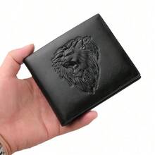 Ví nam cá nhân hóa, gấp ba, dập nổi 3D, đựng nhiều thẻ, thẻ tín dụng, ví ngắn có khóa kéo đựng tiền xu. - màu đen - Xem 5