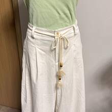 1. 法式优雅编织可调节腰带，女士时尚百搭装饰腰带，可搭配牛仔裤、连衣裙、半身裙，尽显气质，编织配饰 - 米白色 - 查看 4