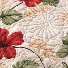 Quilted Chair Cover Set Of 6 - Exclusive Spandex Anti-Cat Design - White/Red Floral - View 3