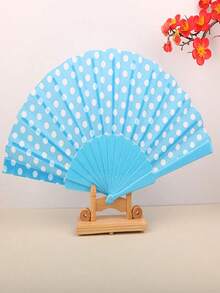 1pc Polka Dot Handheld Folding Fan, Lightweight And Foldable, Suitable For Summer Daily Use. Can Be Used As An Aesthetic Photography Prop For Beach Scenes And Daily Outfits, Also A Fashionable Cooling Accessory. - Multicolor - View 7