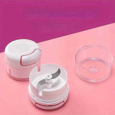 2 Pcs Manual Garlic Press And Chopper-Ice Shaver, Food Grinder, Plastic Hand-Powered Squeezer. A Handheld Kitchen Gadget Designed For Efficiency And Portability.