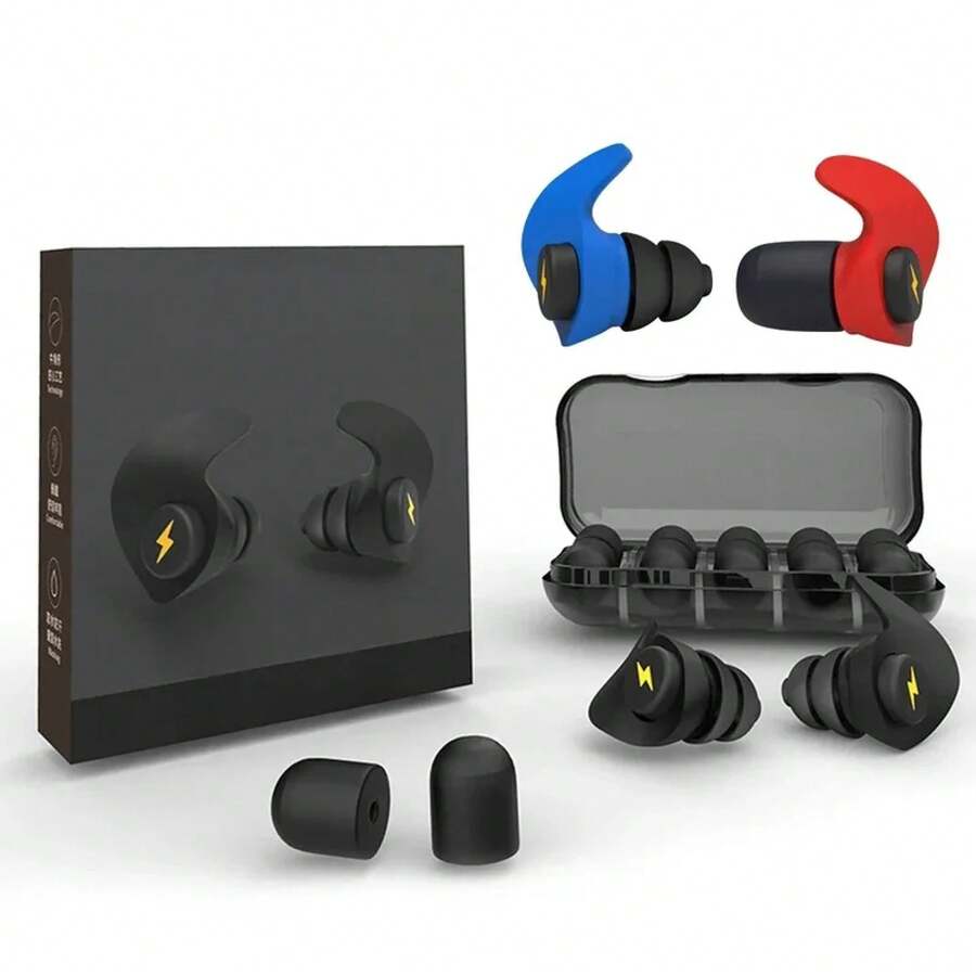 Motorcycle Earplugs Silicone Sponge Sleeping Ear Plugs Portable Soundproof Earplugs Soft Foam Anti-Noise Earplug Travel Noise - Red - View 1