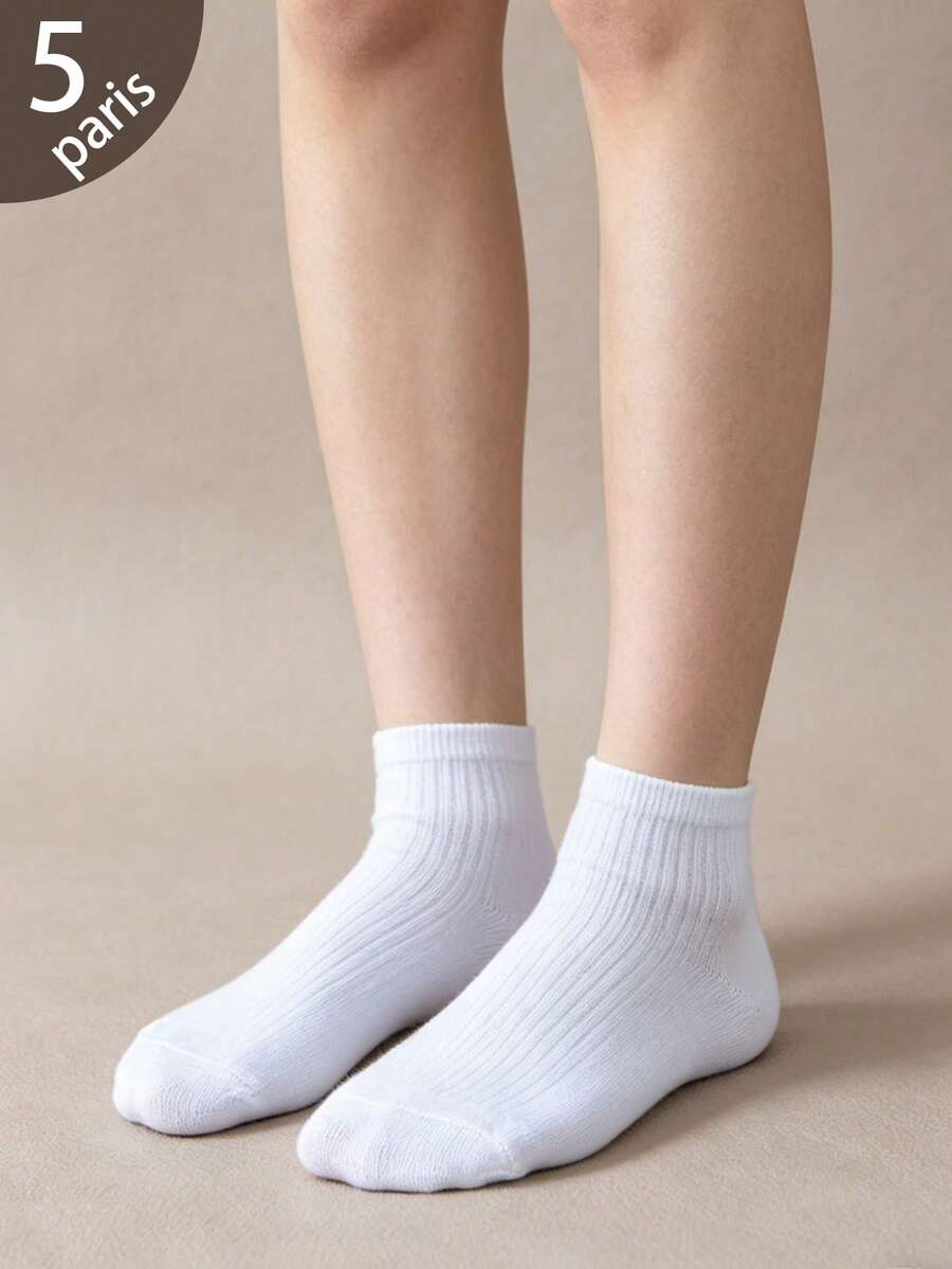 15 Pairs Kids & Youth Solid Color Striped Ankle Socks - Multicolor - View 1