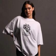 DARCSPORT American-Style  Retro T-Shirt For Couples, Men's Top, Pure Cotton Loose-Fit Round-Neck T-Shirt - 白色 - 查看 1