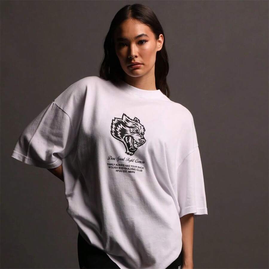DARCSPORT American-Style Retro T-Shirt For Couples, Men's Top, Pure Cotton Loose-Fit Round-Neck T-Shirt - 白色 - 查看 1