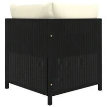 vidaXL Salon De Jardin 6 Pcs Avec Coussins Résine Tressée Noir - A - View 5