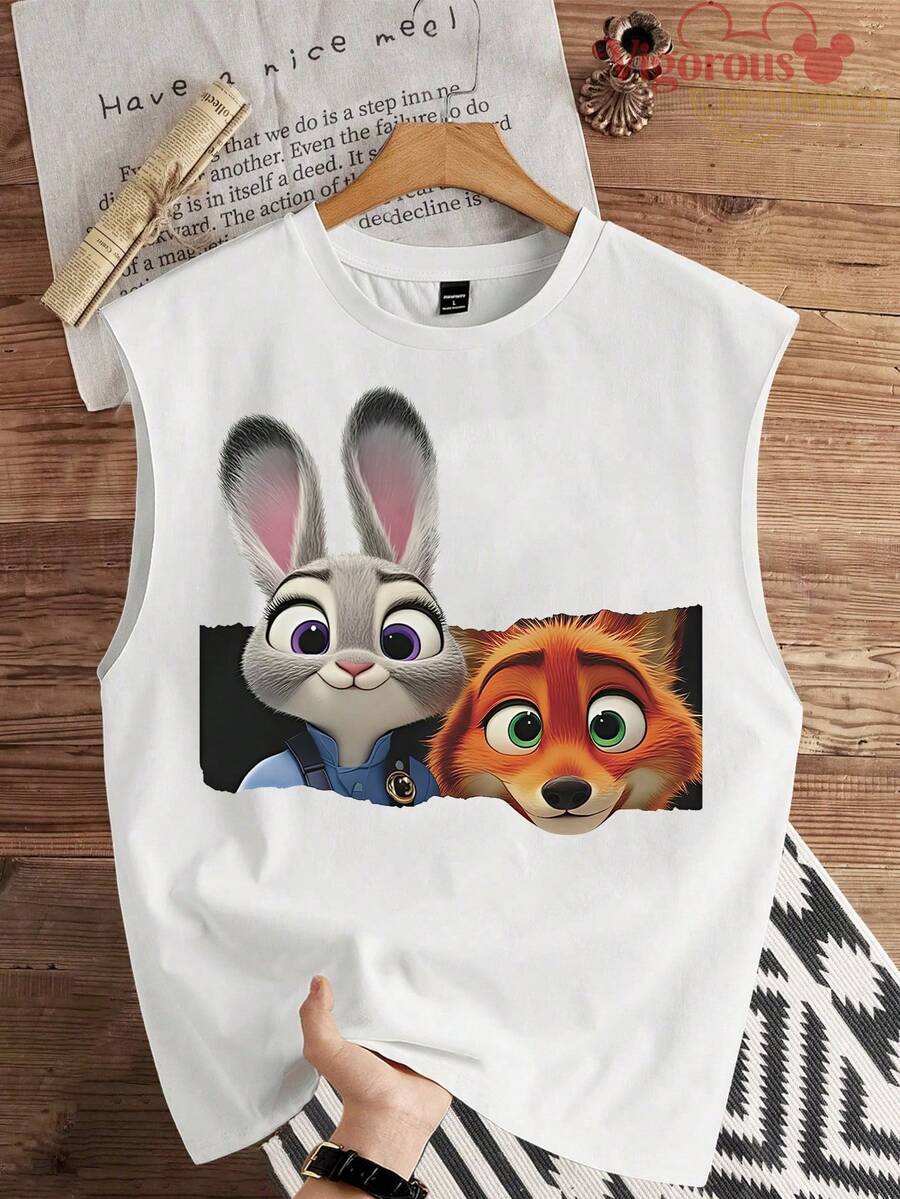 Disney Zootopia Judy & Nick Portrait Summer Tank Top - trắng - Xem 1