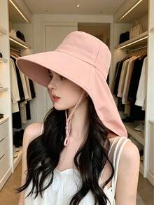Women's Summer UV Protection Sun Hat, Large Brim Neck Cover All-In-One Sun Hat, Lightweight Breathable Sweat-Wicking, Ponytail Friendly Design, UV Protection Face Flattering, Suitable For Outdoor Sports, Hiking, Tea Picking, Beach Travel, Commuting And Rural Activities, Multifunctional Fashion Headwear, Essential Summer Outdoor Sun Protection Accessory - Fisherman's Hat - View 5