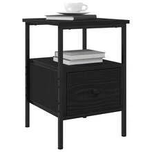 vidaXL Cabinet de chevet Chêne noir 34 x 36 x 50 cm Bois d'ingénierie - Noir - Voir 3