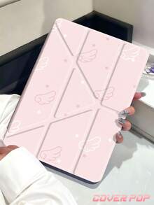 Pink Wings Star Dog Slogan Pattern Tablet Protective Case, Compatible With IPad 9.7/10.2/10.5/10.9/12.9/Pro 11, 10th Gen, Compatible With Samsung Galaxy Tab S6 Lite 10.4 Inch, Compatible With Kindle Paperwhite 12th Gen 2024, Kindle (11th Gen - 2024 Release), Soft Shockproof, Smart Stand/Auto Wake/Sleep, Y-Fold Tablet Cover, Multi-Angle Viewing - Multicolor - View 3