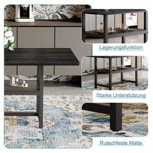 Rectangular Black Industrial Dining Table Measuring 160 * 90 * 76 Cm For 4-6 People With A Versatile Storage Shelf For Living Room, Kitchen And Dining Room - 黑色 - 查看 8