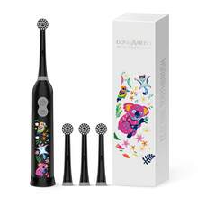 1 pieza Cepillo de dientes eléctrico giratorio con 4 cabezales de cepillo, contiene 2 baterías AAA, cepillo de dientes eléctrico con diseño de selva, cepillo de dientes eléctrico a batería de limpieza inteligente, cerdas suaves, variedad de patrones - selva - Ver 1