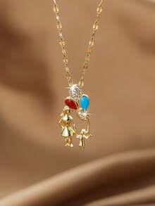 1pc Graduation/Love/Mortarboard/Teddy Bear Pendant Necklace, Mother's Day Graduation Theme Gift, Delicate Elegant Gold Chain Necklace - Multicolor - View 12
