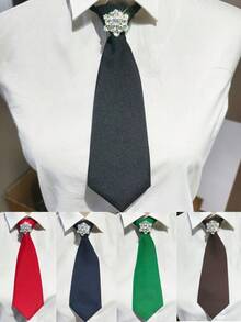 1pc Women's Tie With A Flower On The Chest, Adorned With Snowflake Gemstones, Accessories, Gemstones, Casual, Outdoor - Bow Tie - View 1