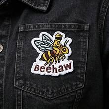 1 pieza Parche de bordado de abeja divertido de mezclilla - Parche de estilo occidental de abeja para planchar - Adecuado para chaqueta, mochila, sombrero decoración DIY - Insignia cosida hermosamente de 3 pulgadas - A - Ver 2
