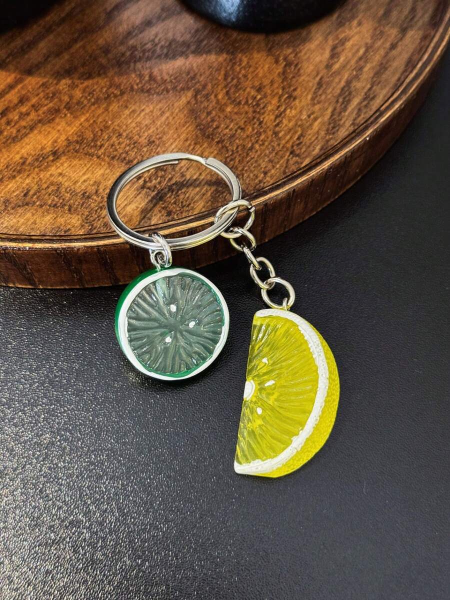 Niche Lemon Shaped Cute Keychain, Super Adorable Fresh Summer Accessory, Fashionable High-End Hanging Decoration - Green - View 1