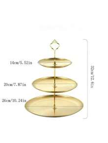 3pcs/4pcs European Style Multi-Layer Cake Stand (2pcs/3pcs Trays + 1pc Stand), Suitable For Daily Use, Perfect For Displaying Snacks And Fruits, Widely Used For Tea Parties And Party Decorations, Suitable For Cupcakes, Donuts, Fruits, Kitchen, Christmas Gift - Gold - View 10