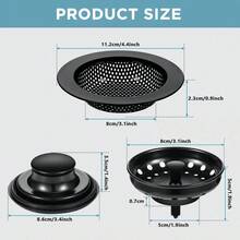 3pcs Kitchen Sink Strainer And Drain Stopper Set, Stainless Steel Garbage Disposal Stopper With Handle, Universal Anti-Clogging Kitchen Sink Strainer Filter - Multicolor - View 15